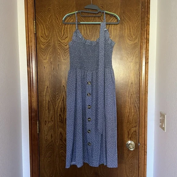 LOMON Boho Ruffle Sleeveless Adjustable Straps Swing Midi Sundress - Picture 8 of 12